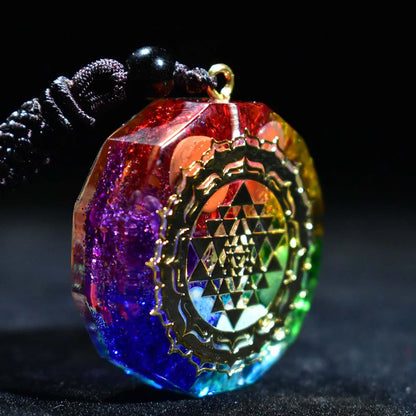 Natural 7 Chakra Orgonite Energy Om Symbol Crystal Pendant