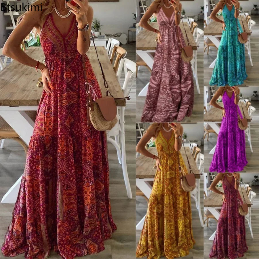 Langes Boho-Sommerkleid für Damen