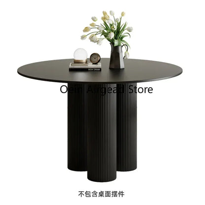 Black Dining Table Set 4 Chairs Minimalist Nordic Round Marble Dining Table Luxury Comedor De 4 Silla Set Furniture OK50CZ