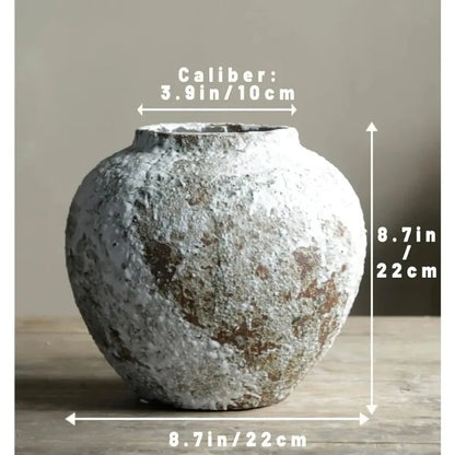 Rural Ceramic Circular Vase Retro Floor High Vase Living Room Decoration