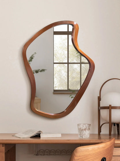 Nordic Minimalism Style Wall-Hanging Mirror Home Decoration Bathroom Makeup Mirror Creative Irregular Shape LED Light Hd Mirror