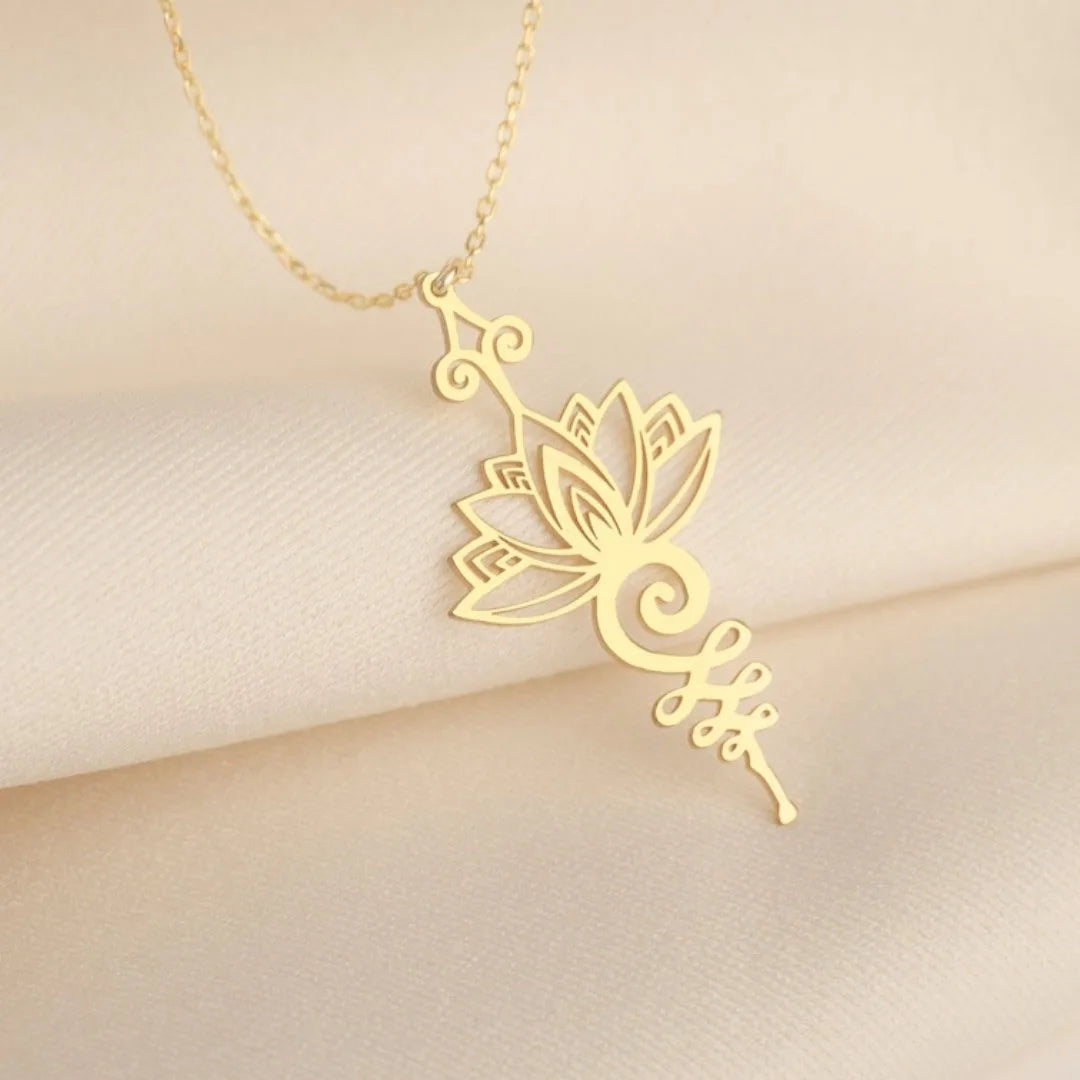 Lotus Flower Yoga Unalome Symbol Necklace