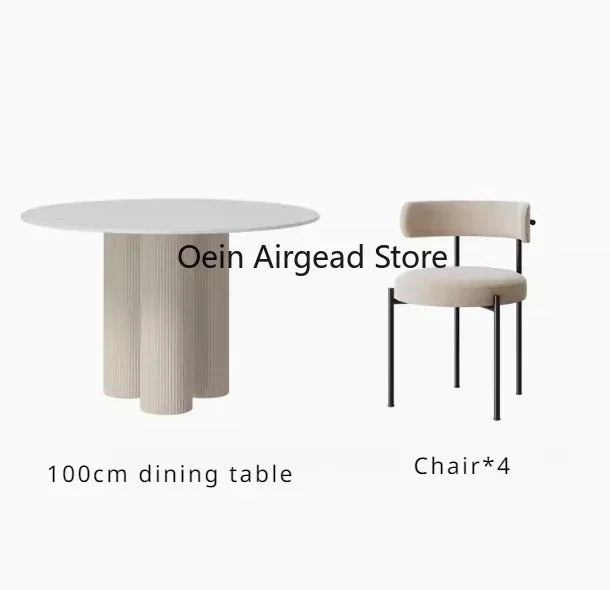 Black Dining Table Set 4 Chairs Minimalist Nordic Round Marble Dining Table Luxury Comedor De 4 Silla Set Furniture OK50CZ