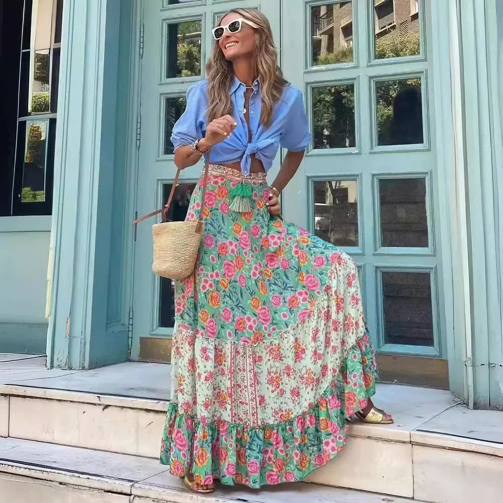 Summer Boho Long Skirt Women