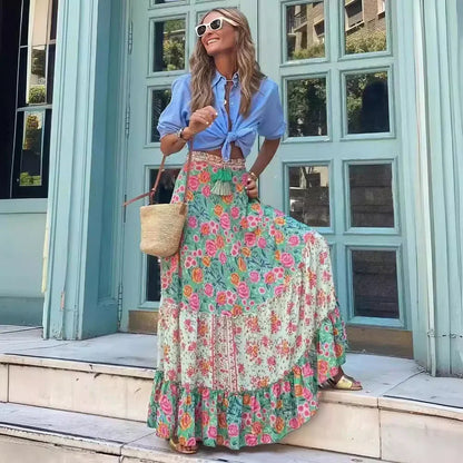 Summer Boho Long Skirt Women