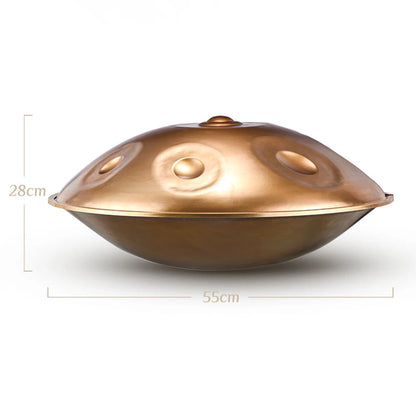 Goldene Handpan-Trommel mit Stahlzunge zur Meditation