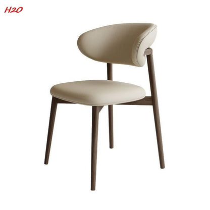 H2O Light Luxury Modern Nordic Italian Iron Imitation Solid Wood Dining Chair Simple Cafe Leisure Home Restaurant Back Chair