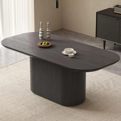 86.61" Oval Dining Table, Modern Kitchen Table for 4-8 People, Indoor Rectangular Dining Room Table for Kitchen, Bar