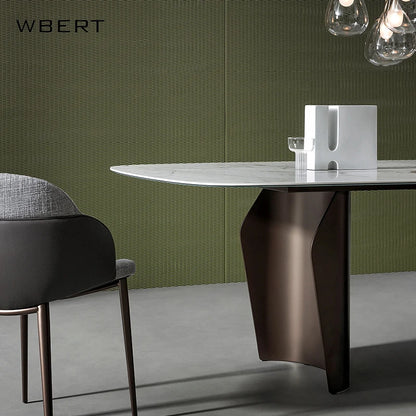 Wbert New Light Luxury Glossy Stone Table Italian Minimalist Modern Simple Household Dining