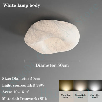 Nordic Led Wabi Sabi Ceiling Light Handmade Silk Ceiling Light Japanese Creative Bedroom Study Led Indoor Lighting Fixtures