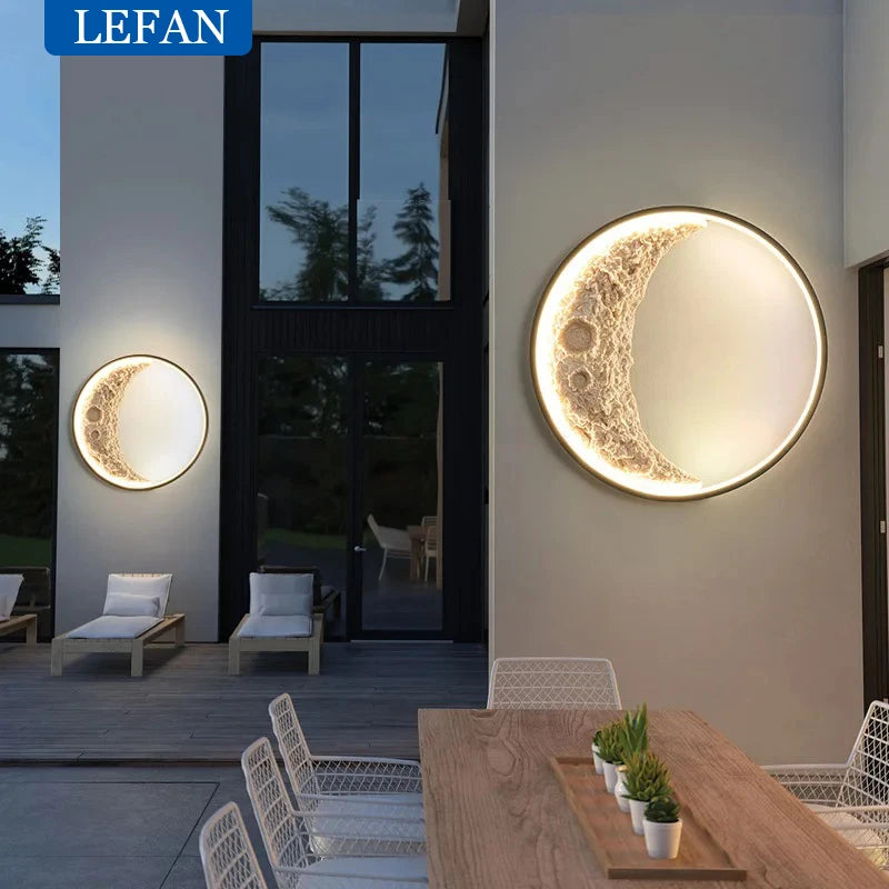 Moon Crescent LED Wall Lamp IP65 Waterproof LED Wall Light for Indoor and Outdoor Terrace Garden Landscape Exterior