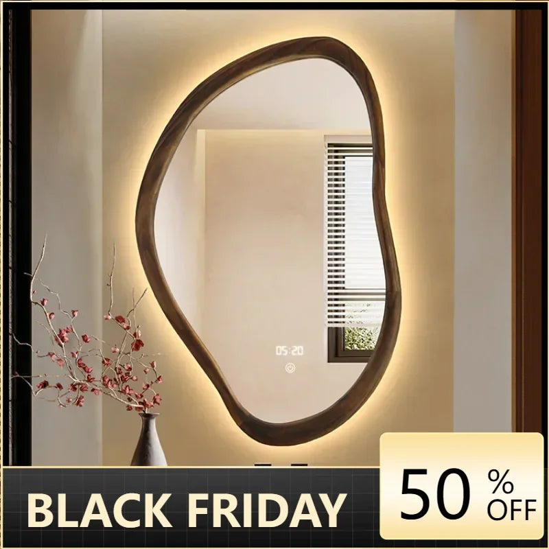 Large Mirror Led Jeweler Custom Wall Adhesive Mirrors Hanging Living Room Decoration Sticker Decorative Light Art Decor Interior