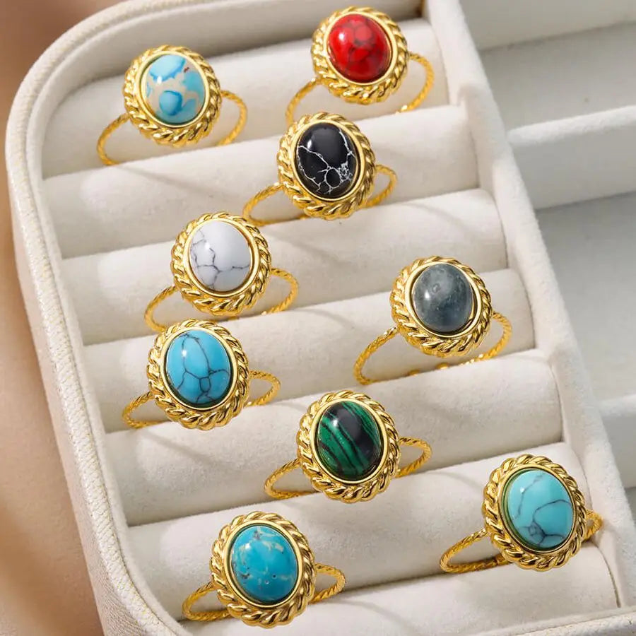 Stainless Steel Opal Stone Rings For Women