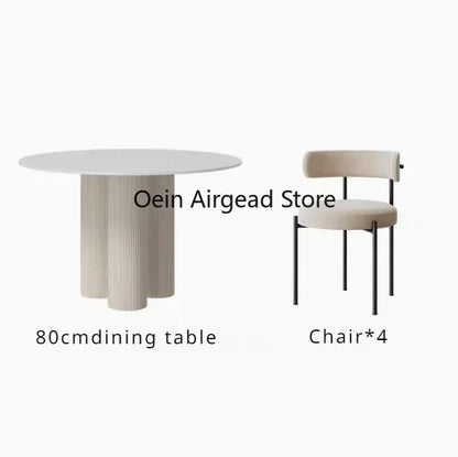 Black Dining Table Set 4 Chairs Minimalist Nordic Round Marble Dining Table Luxury Comedor De 4 Silla Set Furniture OK50CZ