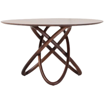 North American imported black walnut round table Italian light luxury table Nordic all solid wood table Modern simple table