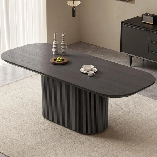 86.61" Oval Dining Table, Modern Kitchen Table for 4-8 People, Indoor Rectangular Dining Room Table for Kitchen, Bar