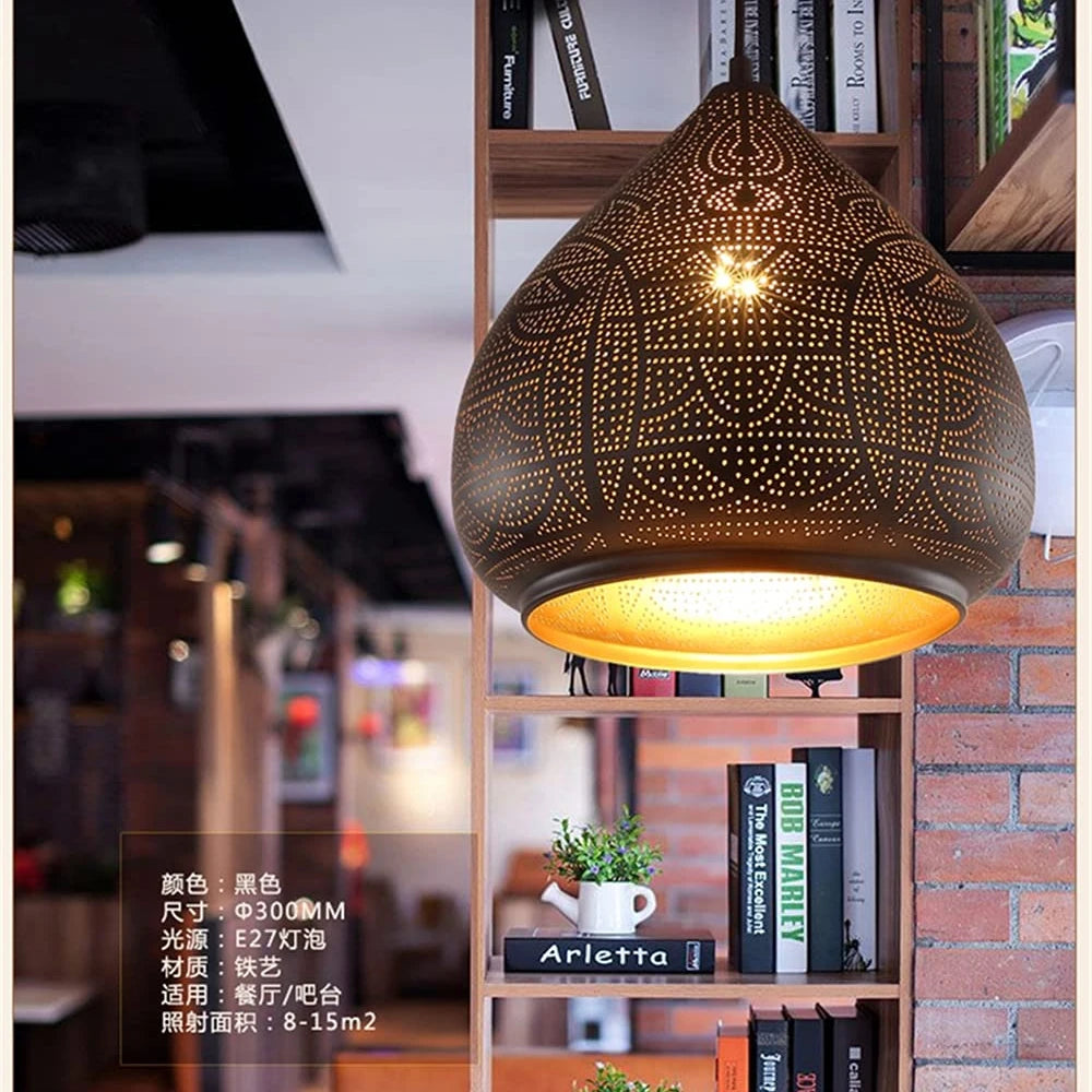 SANDYHA Modern Arabian Style Led Pendant Lamp Luxury Minimalist Iron Gold Black Restaurant Dining Living Room Bar Indoor Light