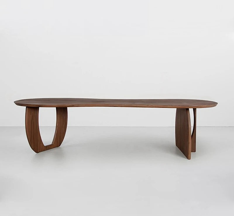 Nordic black walnut wood dining table irregular solid wood oval dining table negotiation conference table