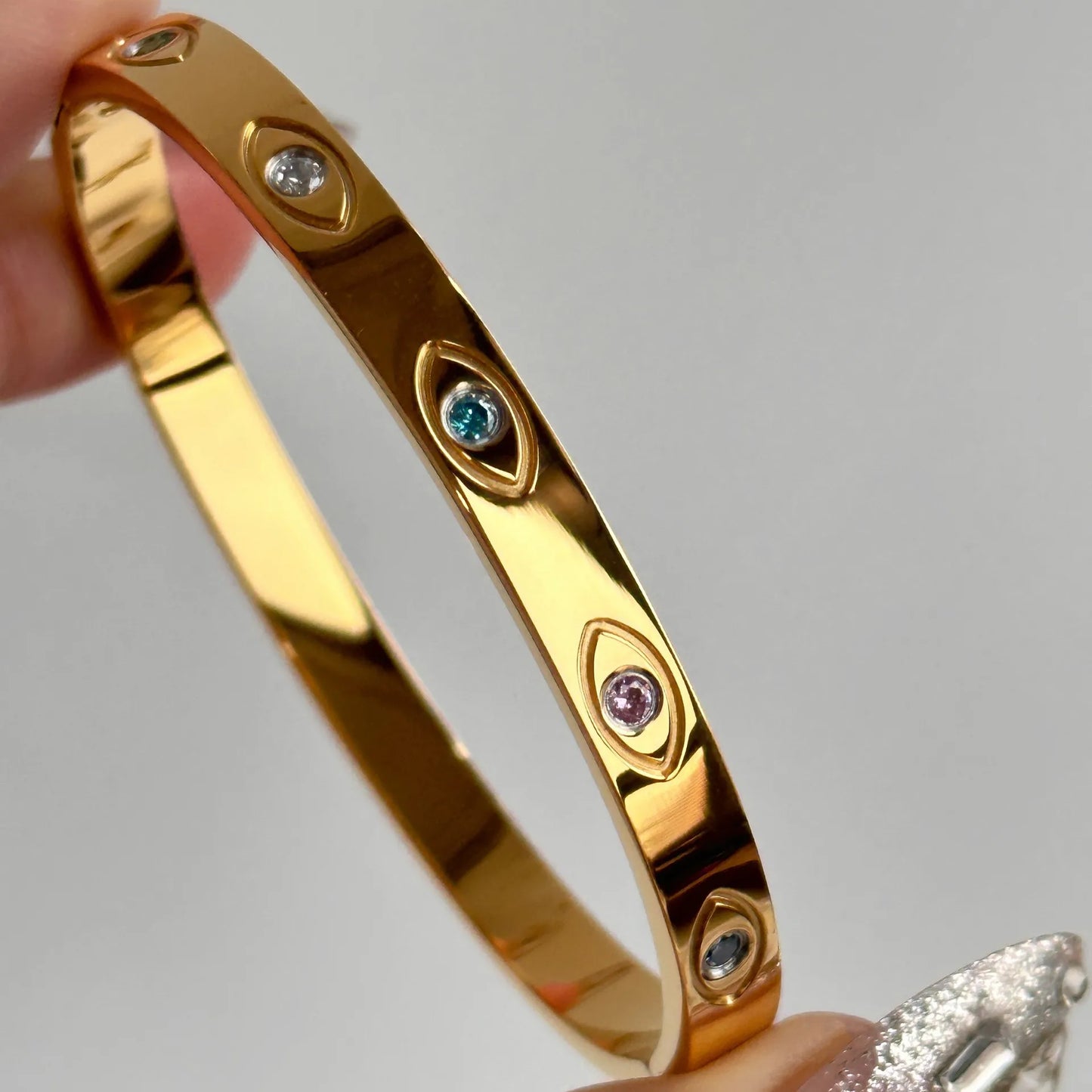 Armband aus Edelstahl 18 Karat Gold mit Stern, Mond und Sonne