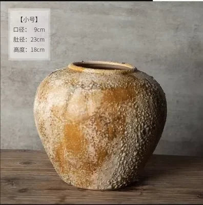 Retro nostalgic rough clay pottery vase insert dried flowers decorative new Chinese style ornaments ceramic