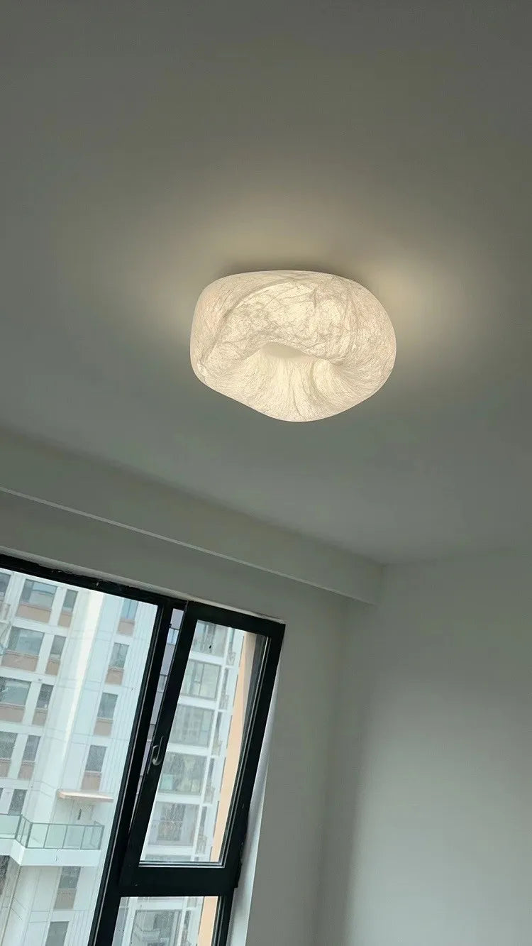 Nordic Led Wabi Sabi Ceiling Light Handmade Silk Ceiling Light Japanese Creative Bedroom Study Led Indoor Lighting Fixtures