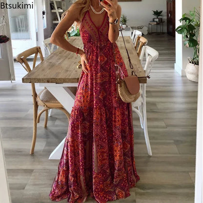 Langes Boho-Sommerkleid für Damen