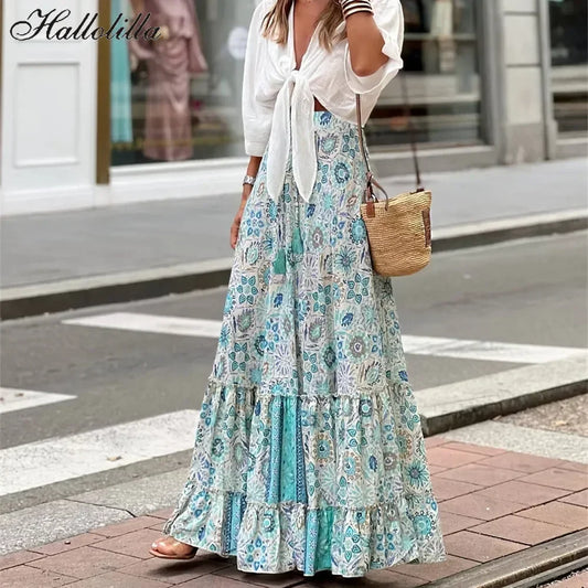 Summer Boho Long Skirt Women