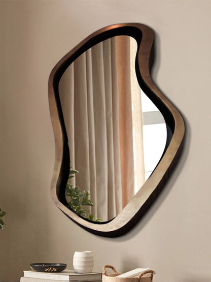 Nordic Minimalism Style Wall-Hanging Mirror Home Decoration Bathroom Makeup Mirror Creative Irregular Shape LED Light Hd Mirror