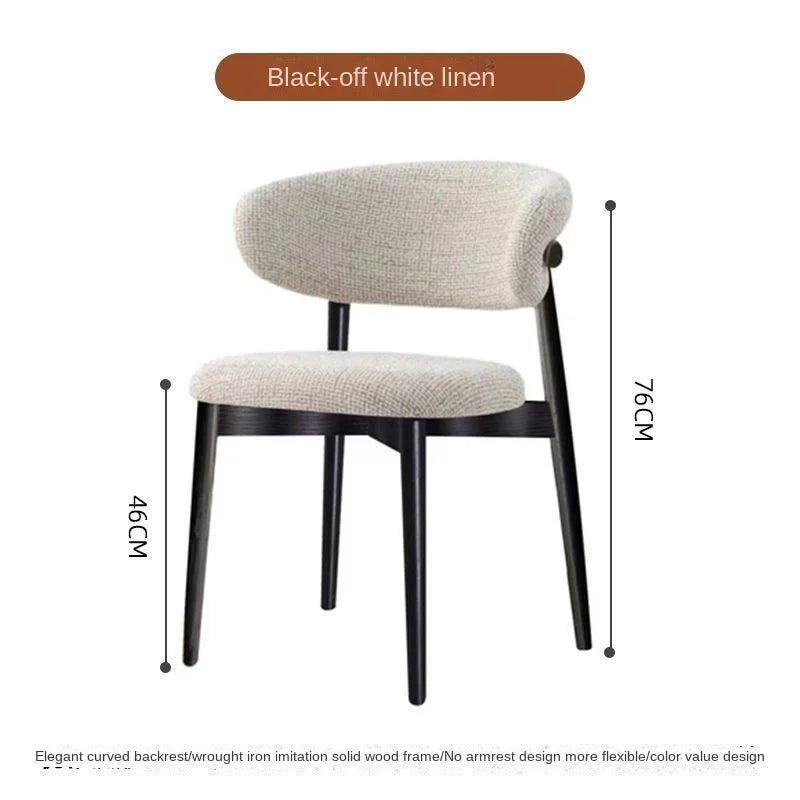 H2O Light Luxury Modern Nordic Italian Iron Imitation Solid Wood Dining Chair Simple Cafe Leisure Home Restaurant Back Chair