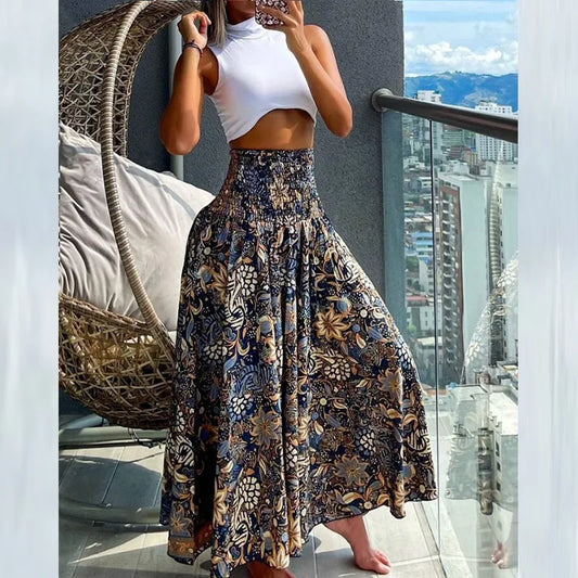 Casual Summer Boho Print Skirt