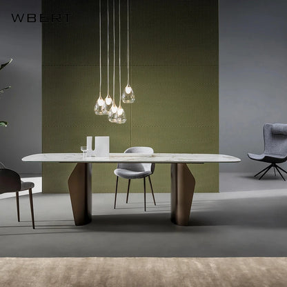 Wbert New Light Luxury Glossy Stone Table Italian Minimalist Modern Simple Household Dining