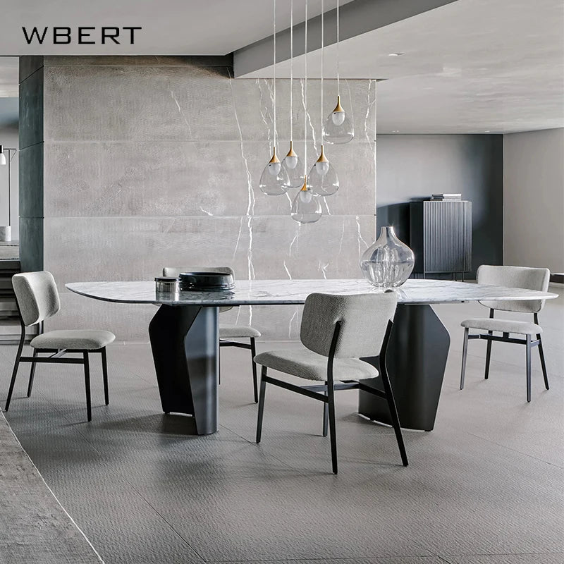 Wbert New Light Luxury Glossy Stone Table Italian Minimalist Modern Simple Household Dining