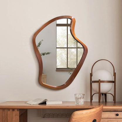 Nordic Minimalism Style Wall-Hanging Mirror Home Decoration Bathroom Makeup Mirror Creative Irregular Shape LED Light Hd Mirror