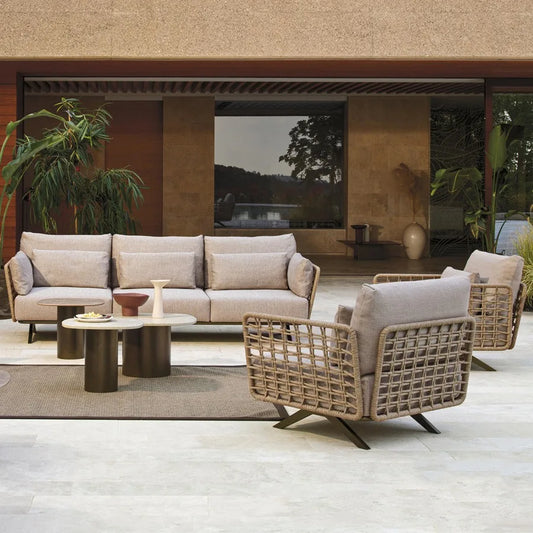 Outdoor Sofa Courtyard Outdoor Open Air Balcony Rainproof Rattan Cafe Villa Hotel Garden Rattan Furniture