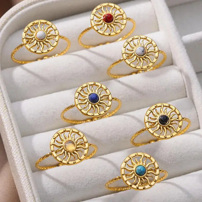 Stainless Steel Opal Stone Rings For Women