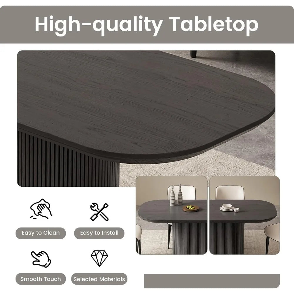 86.61" Oval Dining Table, Modern Kitchen Table for 4-8 People, Indoor Rectangular Dining Room Table for Kitchen, Bar