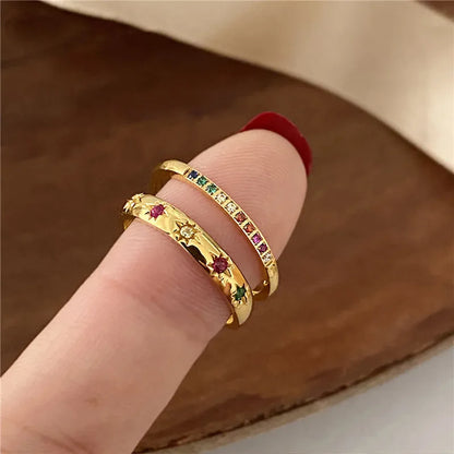 Rainbow Color Cubic Zircon Stone Ring