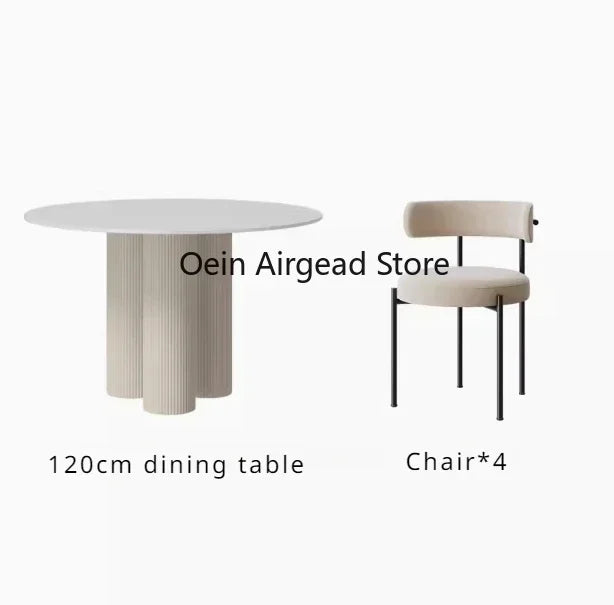 Black Dining Table Set 4 Chairs Minimalist Nordic Round Marble Dining Table Luxury Comedor De 4 Silla Set Furniture OK50CZ